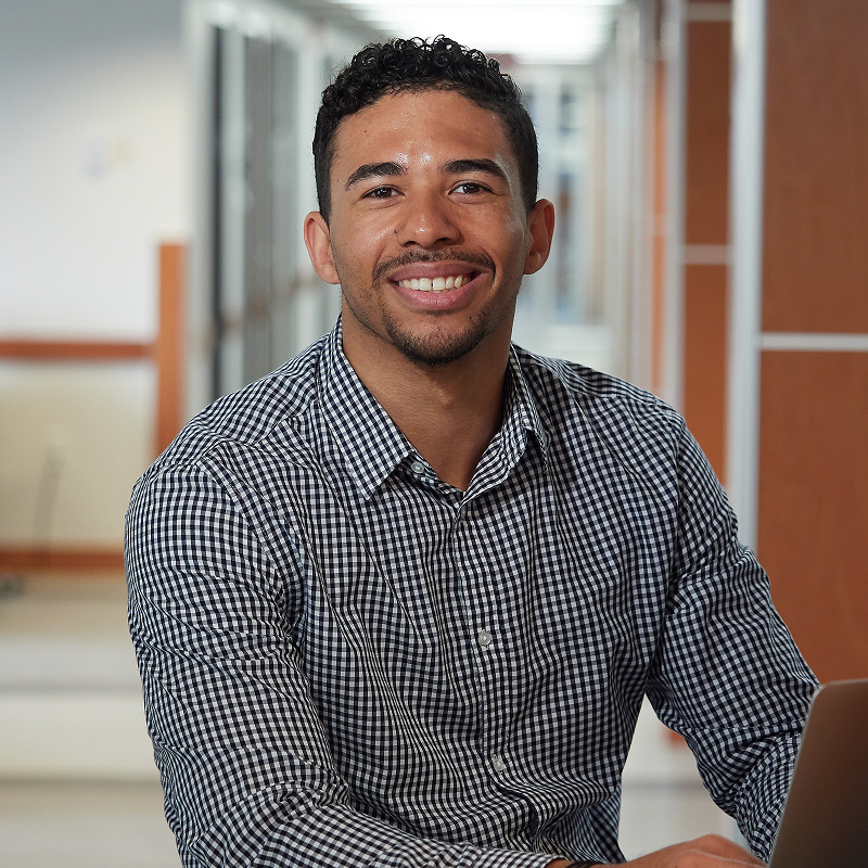 Student giving a presentation.
